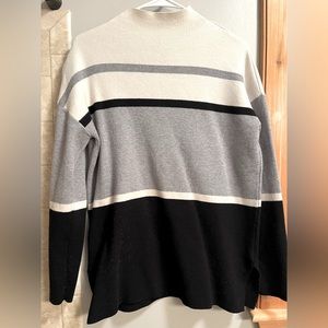 Cynthia Rowley Sweater, Medium, Striped Black, White, Grey